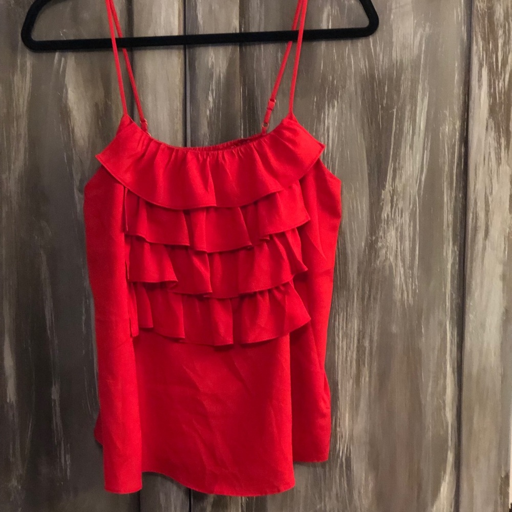 Bright red tank top
